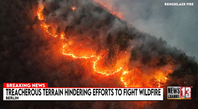 Rensselaer County wildfire doubles in 24 hours, tops 50 acres — WNYT NewsChannel 13 (Albany)